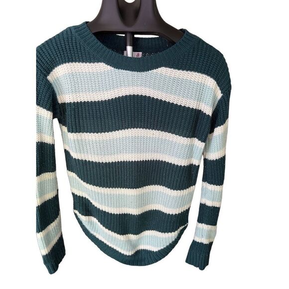 SO Women’s Sweater SZ XS Long Sleeves Striped Blue Green - Picture 1 of 6